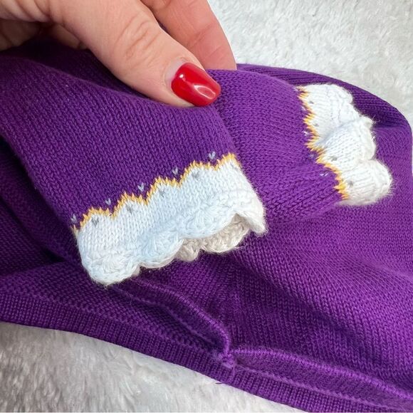 JANIE AND JACK 0-3m PURPLE PUPPY DOG SWEATER STYLE DRESS WINTER WHIMSEY cotton - Picture 5 of 16